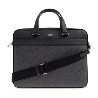 Ferragamo Tassen, Heren, Grijs, ONE Size, Leer, Monogram Aktetas