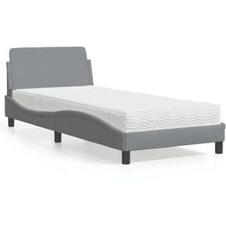 vidaXL Cama Con Colch&oacute;n Tela Gris Claro 90x200 Cm Vidaxl