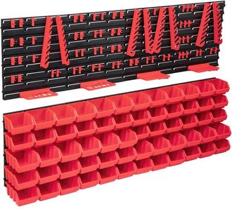 vidaXL Kit De Cajas De Almacenaje 136 Pzas Paneles De Pared Rojo/negro Vidaxl