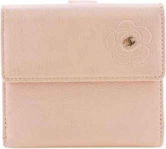Chanel Pre-owned Wallets, female, Pink, Size: ONE SIZE Pre-owned Camellia Leather Wallet