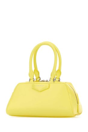 Givenchy Womens Yellow Leather Mini Antigona East-West Handbag Acidyellow Borse A Mano