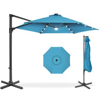 Best Choice Products 10ft 360&deg; Rotating Cantilever Easy Auto Open Patio Umbrella w/ Solar LED Lights