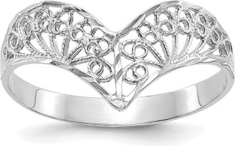 Diamond2Deal 14k White Gold Diamond-Cut Filigree Ring