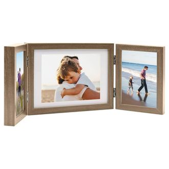 Berkfield Home Trifold Photo Frame Collage Light Brown 22x15 cm+2x | Size: 22x15 cm
