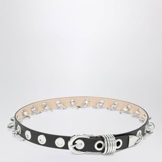 D&eacute;hanche Revenge belt black/silver in leather with metal eyelets
