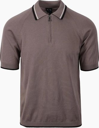 A|X Armani Exchange Mens ARMANI EXCHANGE KNITTED POLO SHIRT DRIFTWOOD - Tan - Size: 42