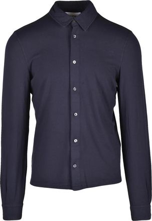 Alpha Studio Navy Blue Cotton Elastane Men Shirt