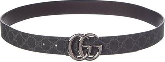 Gucci Gg Marmont Reversible Gg Coated Fabric & Leather Belt
