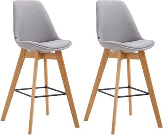 Clp Set De 2 Taburetes De Bar Metz Tapizados En Tela Gris Natural