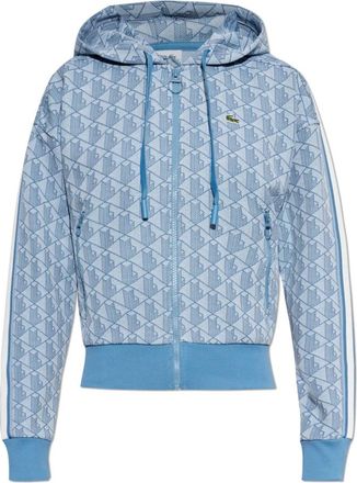 Lacoste Monogram Hoodie - Dames - Vesten met rits - Blauw - M - Katoen - Hoodies & sweatvesten