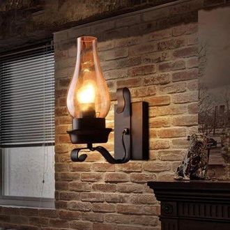 OEM L&aacute;mpara De Pared R&uacute;stica - Estilo Campestre Vintage - Cristal Industrial - Para Estudio, Dormitorio, Sala De Estar, Pasillo Y Chimenea