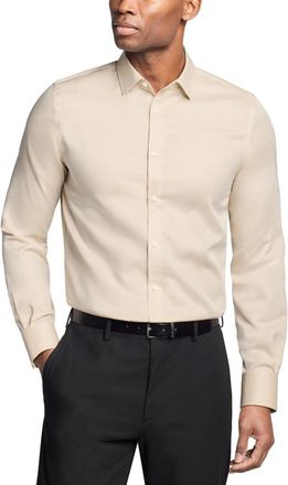 Michael Kors Dress Shirt Mens Tan Slim Fit Long Sleeve MAC125