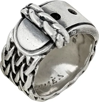 Herm&egrave;s Silver Silver Band Ring (Pre-Owned)