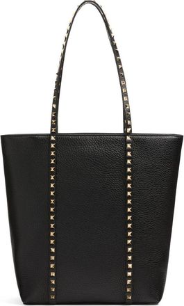 Valentino Garavani Black Leather Rockstud Tote
