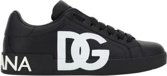 Dolce & Gabbana Monogram Vetersneakers - Heren - Sneakers - Zwart - 41 1/2 EU - Leer - Schoenen