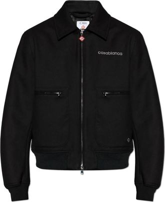 Casablanca Jacket met logo - Heren - Zomerjassen - Zwart - L - Katoen - Jassen