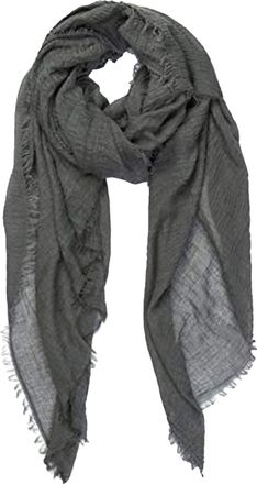 World of Shawls Ladies Distressed Crinkle Scarf Maxi Wrap Large Warm Soft (Smokey Grey)