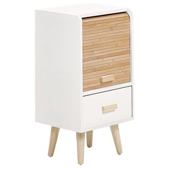 Beliani Beliani - Mesita De Noche Moderna 1 Caj&oacute;n 1 Estante Blanco Madera Clara Nesika