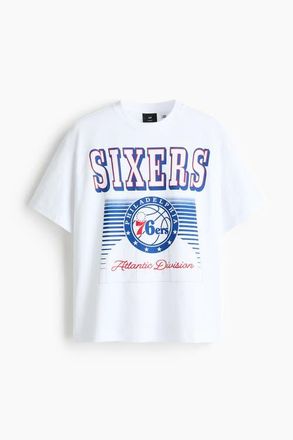 H&M Oversized fit t-shirt in White/nba at Nordstrom, Size X-Large