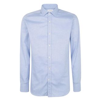 Tintoria Mattei Little Squared Shirt - Heren - Casual Overhemden - Blauw - L - Katoen - Overhemden