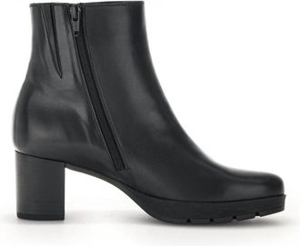 Gabor Klassieke zwarte enkellaarsjes - Dames - Laarzen met Hak - Zwart - 40 1/2 EU - Leer - Schoenen