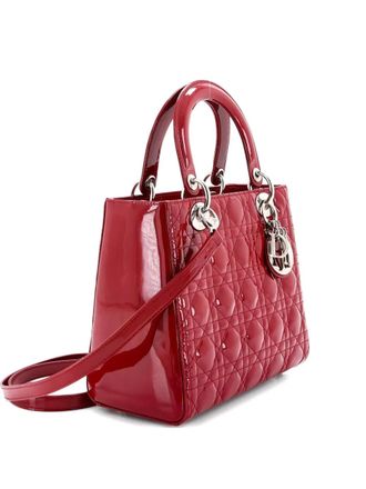 Dior Lady Dior Bag Cannage Quilt Patent Medium satchel - Rood