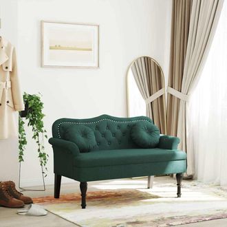 vidaXL Banco Con Cojines Terciopelo Verde Oscuro 120,5x65x75 Cm Vidaxl