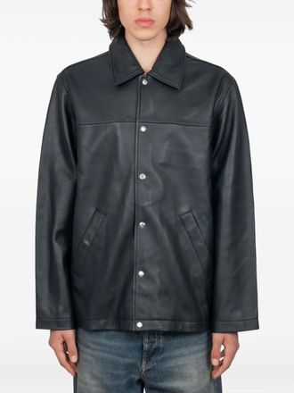 Sunflower snap-fastening leather jacket - Black