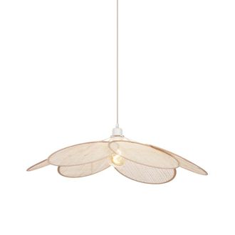 QAZQA L&aacute;mpara colgante Japandi crema lino