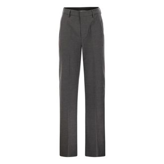 Dondup Wide Trousers, female, Gray, Size: XL Janice Wide Leg Tailored Trousers