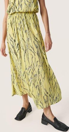 Soaked In Luxury Zaya Elastic Waist Maxi Skirt in Endive Traces at Nordstrom, Size X-Large