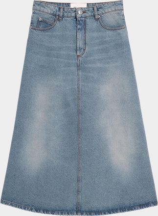 Ami A-Line Denim Midi Skirt