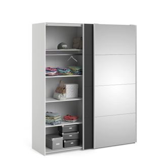 Dmora Dmora - Armario 2 Puertas Taxus, Muebles De Dormitorio, Vestidor, Armario De Ropa, 182x61 H220 Cm, Blanco Y Negro