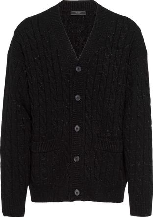 Prada metallic-threading wool-cashmere cardigan - men - Cashmere/Viscose/Virgin Wool/Metallic Fibre - 48 - Black