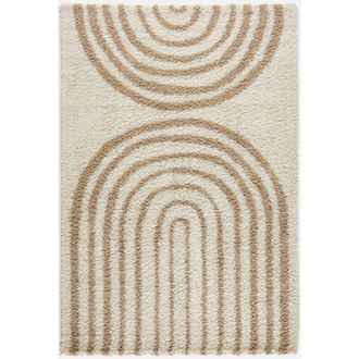 Sweeek Alfombra Interior Shaggy Con Dise&ntilde;os Geom&eacute;tricos Arco Iris Beige