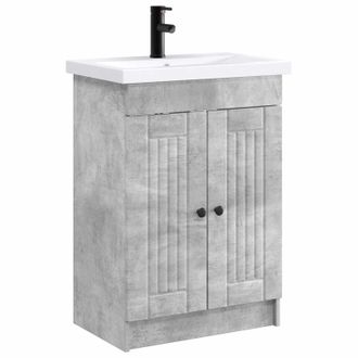 vidaXL Juego De Muebles De Ba&ntilde;o Gris Hormig&oacute;n 78,5 X 37,5 X 81 Cm Vidaxl