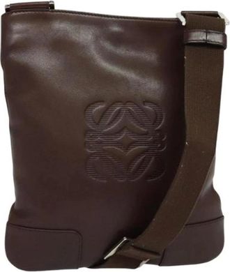 Loewe Pre-owned Cross Body Bags, male, Brown, Size: ONE SIZE Pre-owned Leather Shoulder Bag