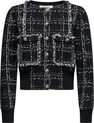 Silvian Heach Korte cardigan met tweedmotief - Dames - Vesten - Zwart - L - Tweed - Truien & Vesten
