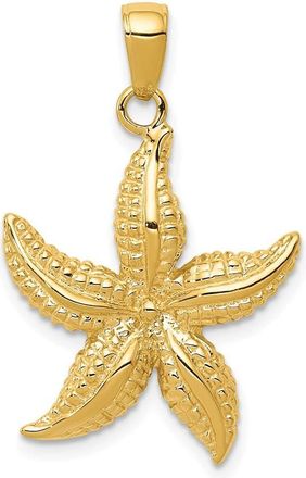 Diamond2Deal 14k Yellow Gold Textured Starfish Pendant