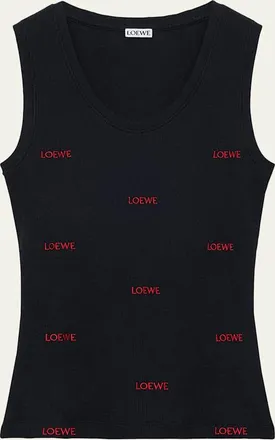 Loewe All-Over Logo Embroidered Rib Tank Top
