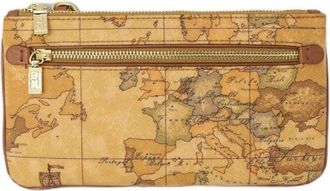 Alviero Martini 1A Classe World Map Cosmetic Bag - Dames - Clutches - Beige - ONE Size - Katoen - Tassen