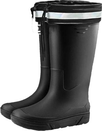 Generic Mens High-Tube Rain Boots Long Tube Cotton Water Boots Warm Rubber Fishing Rain Shoes
