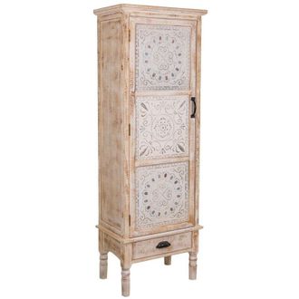 Wanderlust Deco Armario De Madera Tallada Marr&oacute;n 55x36x160