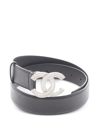 Chanel 1986-1988 CC rhinestone-embellished belt - Black