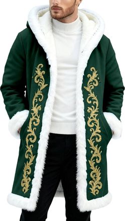 Generic Santa Jacket Santa Claus Costume Mens Christmas Costume Mens Funny Christmas Fleece Hoodie Oversize Christmas Jacket Warm Soft Cardigan Festive Party 