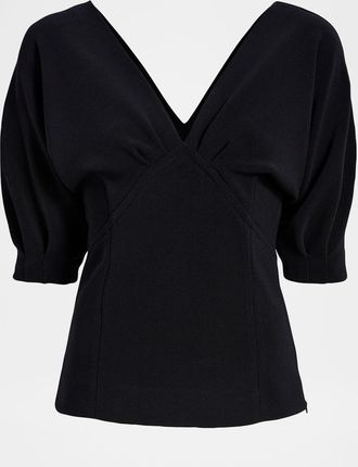 Proenza Schouler Darena V-Neck Compact Stretch Crepe Top