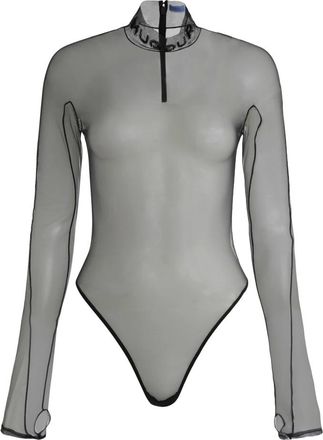 MUGLER Tops, Dames, Zwart, S, Katoen, Technische stof bodysuit
