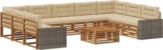 vidaXL Conjunto De Sof&aacute;s De Exterior 10 Uds. Natural Y Beige Vidaxl