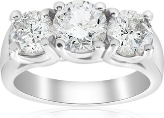 Pompeii3 2 3/4ct Three Stone Diamond Engagement Ring 14K White Gold Size Selectable