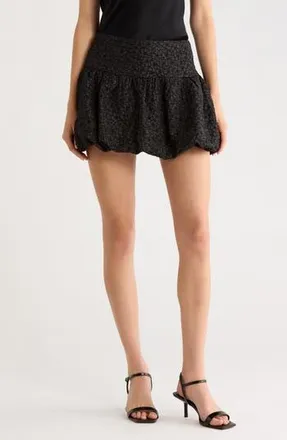 ASTR the Label Alea Floral Bubble Hem Miniskirt in Black at Nordstrom Rack, Size X-Small